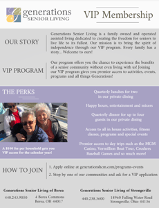 Generations Senior Living VIP Membership Program